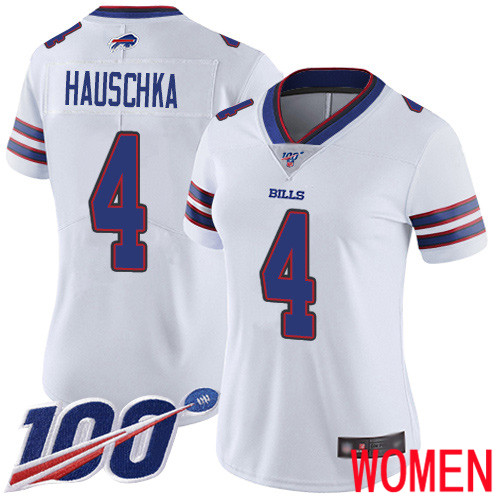 Women Buffalo Bills #4 Stephen Hauschka White Vapor Untouchable Limited Player 100th Season NFL Jersey